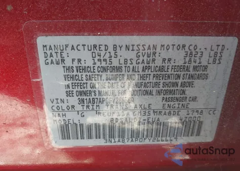 2015 Nissan Sentra Sv from USA, damaged, VIN 3N1AB7AP0FY266669